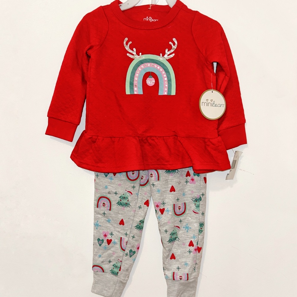 🌼3/$15! NWT Christmas outfit Rainbow pattern pants 2T